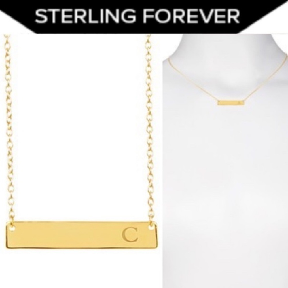 Sterling Forever 14K Vermeil Bar Initial Necklace